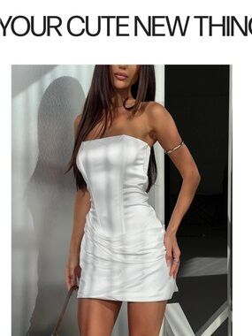 Princess Polly White Strapless Satin Mini Dress